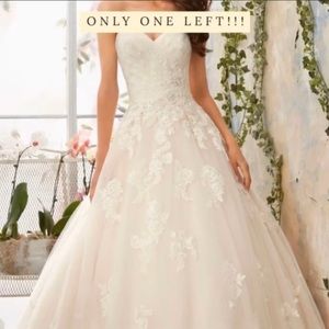Mori Lee ball gown wedding dress, with lace.